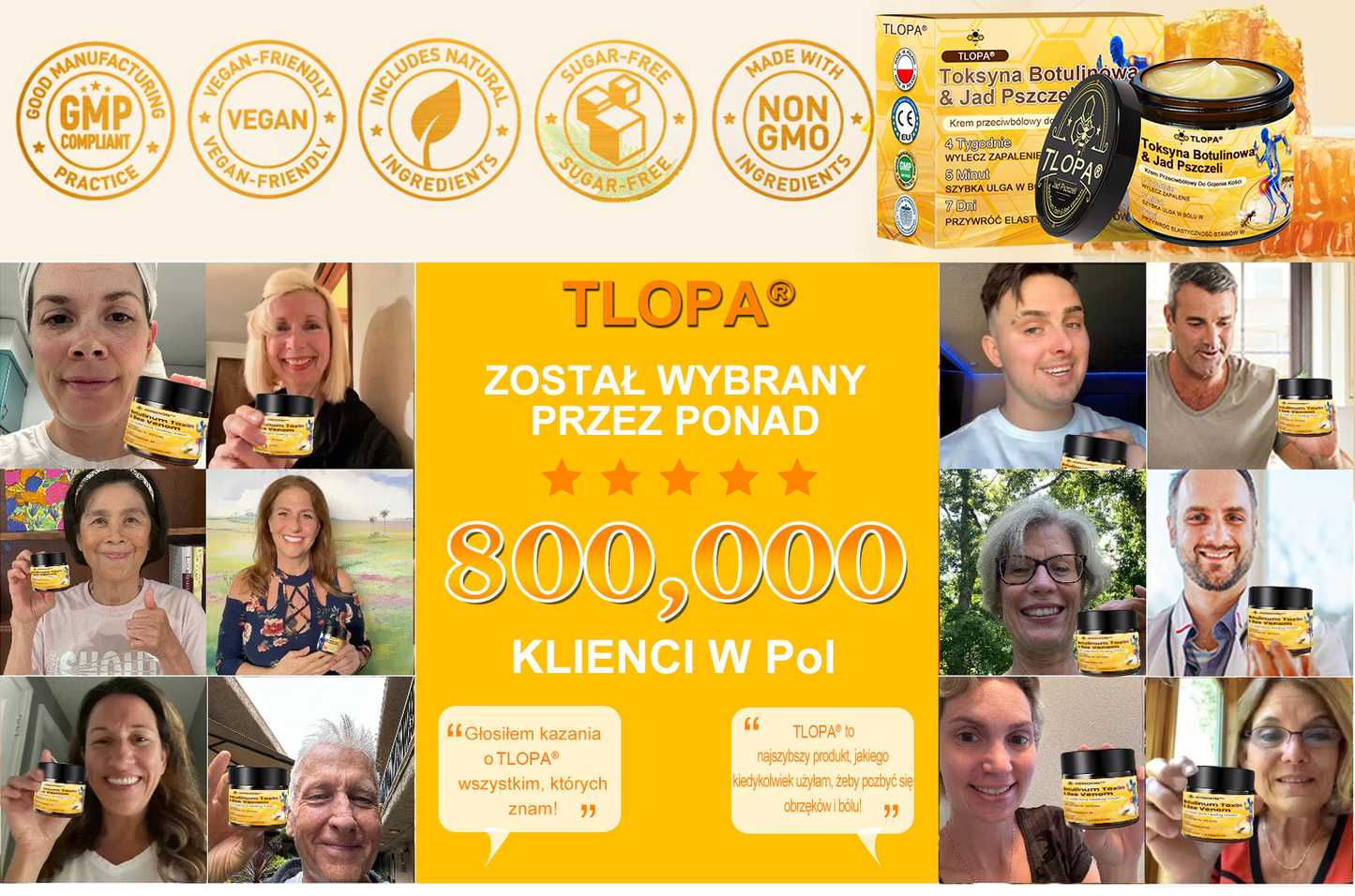 TLOPA® Toksyna botulinowa i jad pszczeli Krem przeciwbólowy do gojenia kości🐝