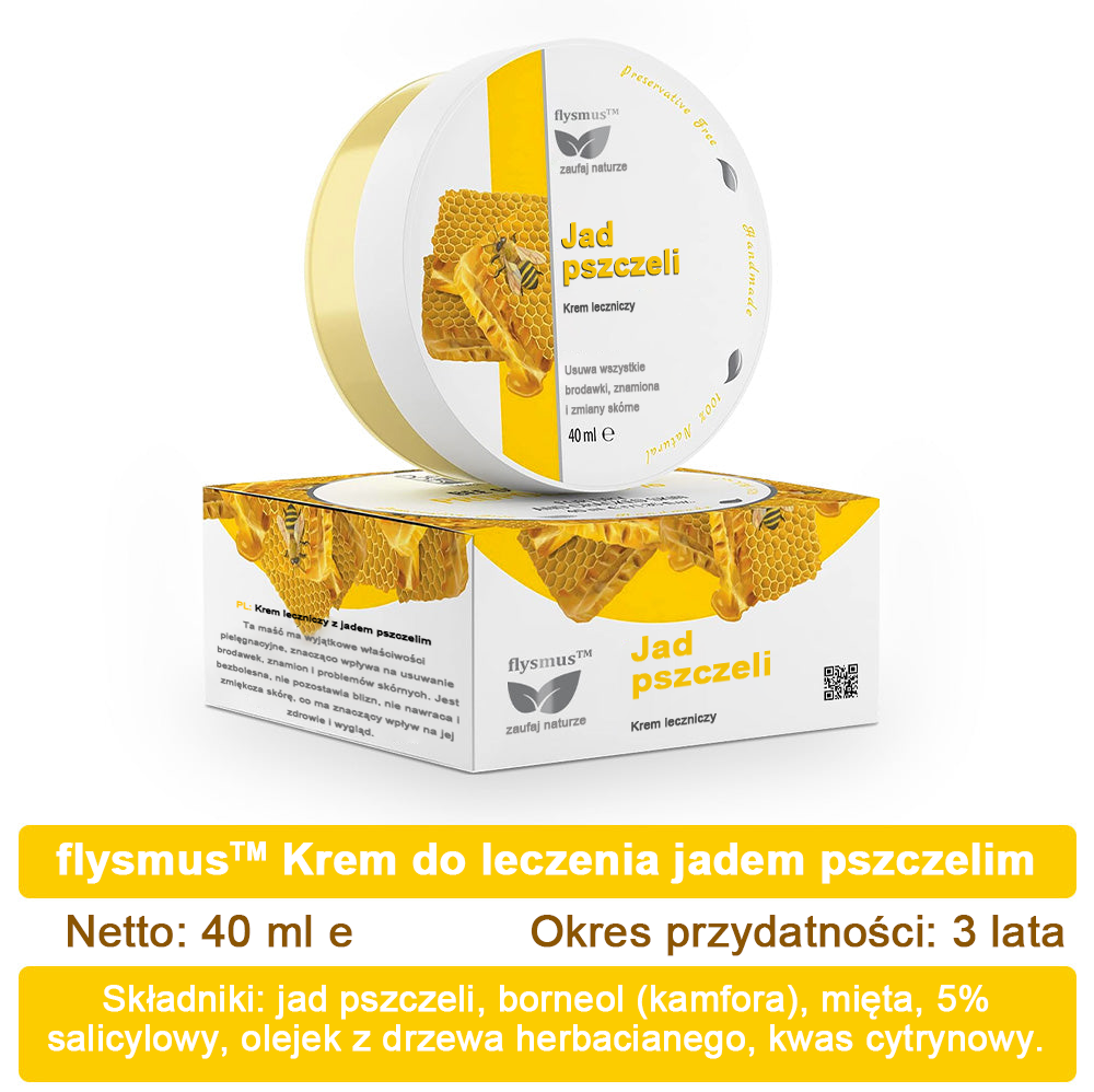 ✅flysmus™ Krem leczniczy z jadem pszczelim🐝: Leczenie egzemy, łuszczycy, trądziku, trądziku różowatego, infekcji grzybiczych, brodawek✅