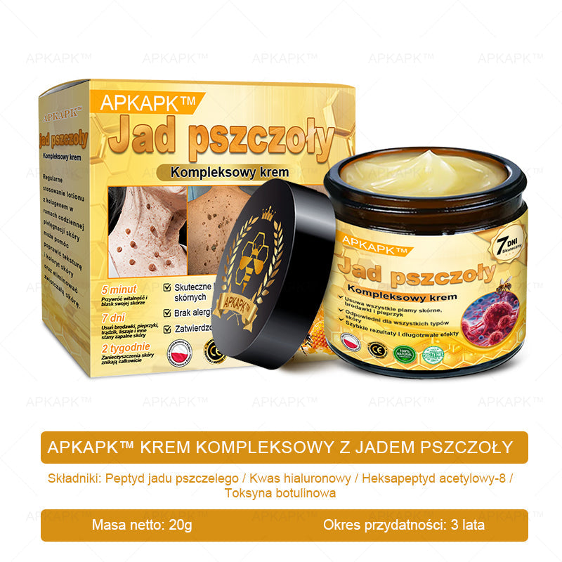 ΑPΚΑPK™ Jad Pszczoły Kompleksowy Krem🥇🥇pomaga w leczeniu problemów skórnych, takich jak: zmarszczki, blizny, plamy pigmentacyjne, rozstępy, trądzik, łuszczyca, egzema, zmiany skórne, podrażnienia, stany zapalne i inne problemy skórne🔥🔥🔥