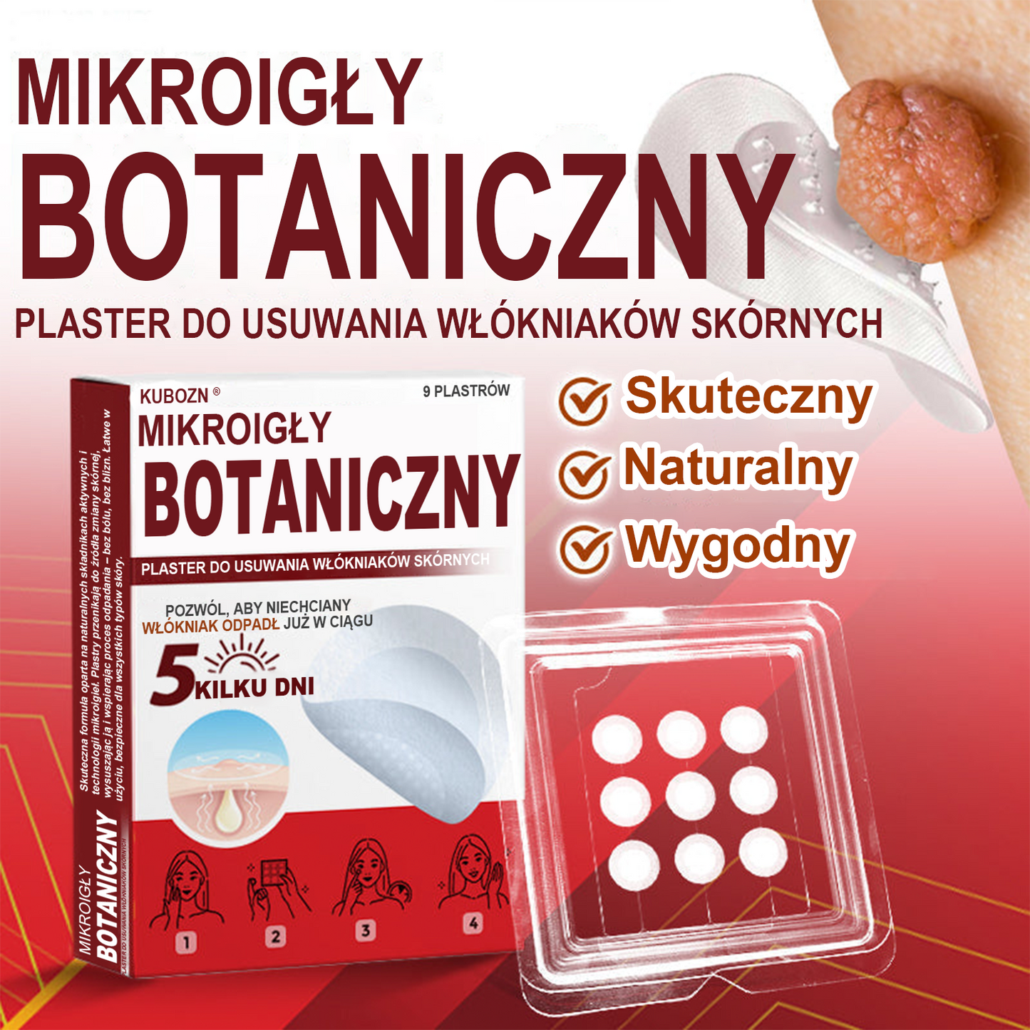 KUBOZN® Mikroigłowy botaniczny środek do usuwania narośli skórnych ✅✅✅wyprodukowano w Polsce✅